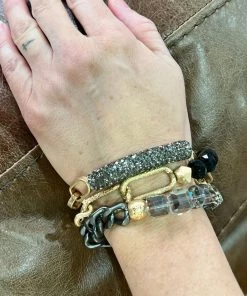 Ruby Stone Boutique ACCESSORIES Bead/Metal Bracelet Set