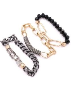 Ruby Stone Boutique ACCESSORIES Bead/Metal Bracelet Set
