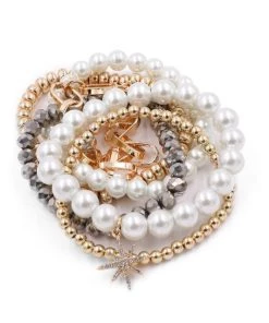 Art Box ACCESSORIES Gold, Silver, And Pearl Stack Bracelets