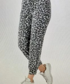 Zenana Grey Leopard Joggers