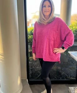Zenana TOPS Mélange V-Neck Sweater