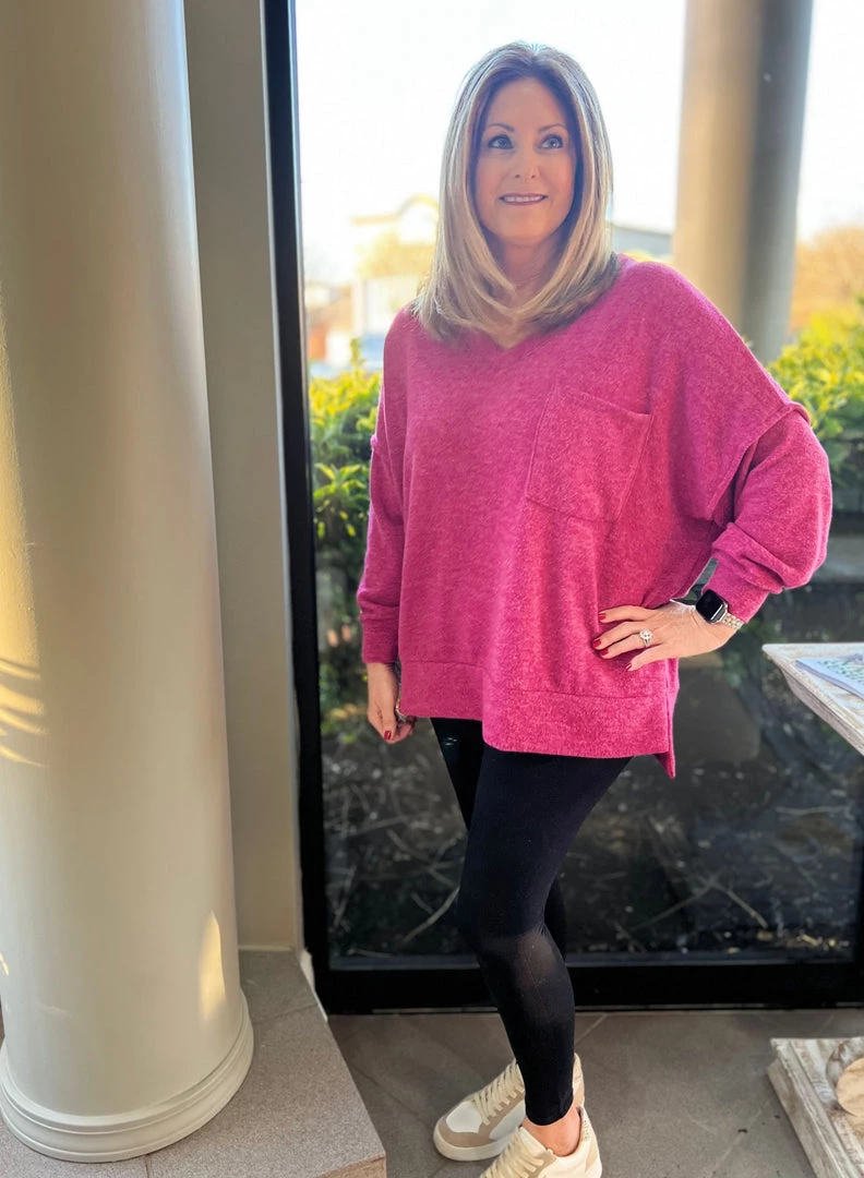 Zenana TOPS Mélange V-Neck Sweater