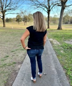 Savannah Jane TOPS Black And Ivory Embroidery Top