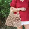 Ruby Stone Boutique Macrame Tote With Wooden Handle ACCESSORIES