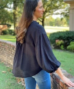 Fate Puff Sleeve Button Down Top TOPS