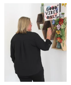 Ruby Stone Boutique Roll Me Up Top - Black