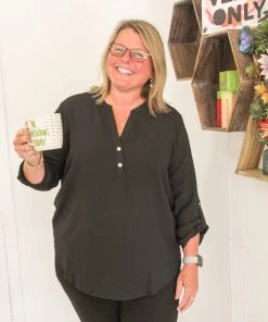 Ruby Stone Boutique Roll Me Up Top - Black