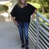 2Hearts V-Neck Black Textured Top