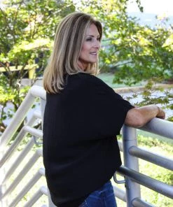 2Hearts V-Neck Black Textured Top