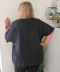 Ruby Stone Boutique V-Neck Pocket Textured Top TOPS