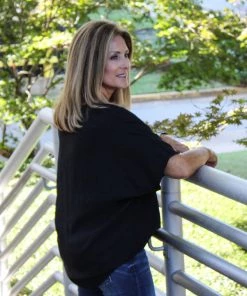 2Hearts V-Neck Black Textured Top