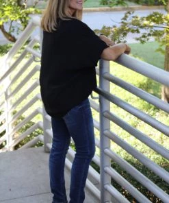 2Hearts V-Neck Black Textured Top