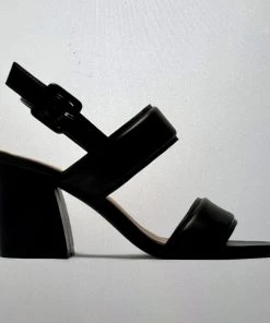 Qupid SHOES Black Strap Block Heel Show