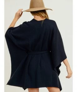 Ruby Stone Boutique Black Front Tie Sweater TOPS