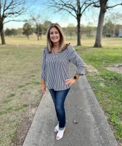 Andree By Unit TOPS Black And White Striped Blouse
