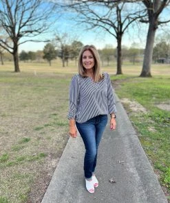 Andree By Unit TOPS Black And White Striped Blouse