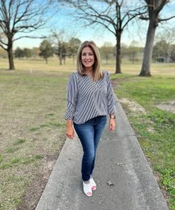 Andree By Unit TOPS Black And White Striped Blouse