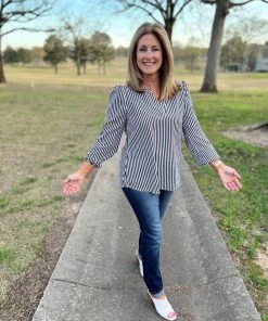Andree By Unit TOPS Black And White Striped Blouse