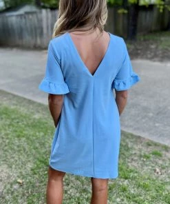 2Hearts DRESSES Blue V-Back Dress