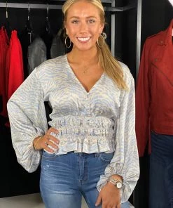 Fate TOPS Animal Print Peplum Top