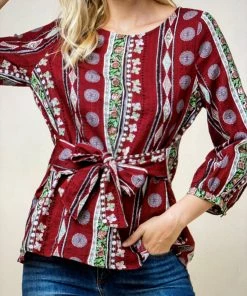 Entro TOPS Tie Front Brick Top