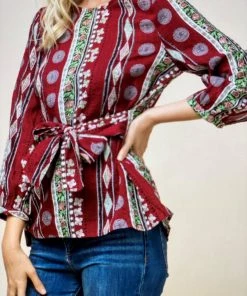 Entro TOPS Tie Front Brick Top