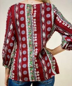 Entro TOPS Tie Front Brick Top