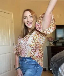 Ruby Stone Boutique Multi Color Ruffle Sleeve Top