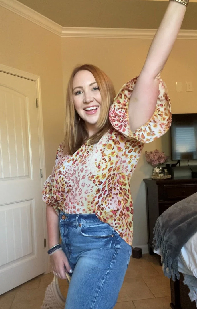 Ruby Stone Boutique Multi Color Ruffle Sleeve Top