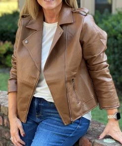 Andree By Unit Camel Leather Look Jacket