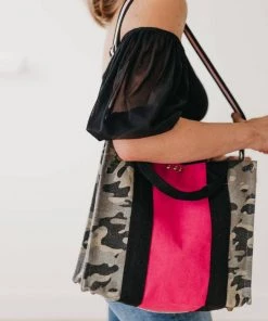 Pretty Simple Camo Pink Canvas Crossbody ACCESSORIES