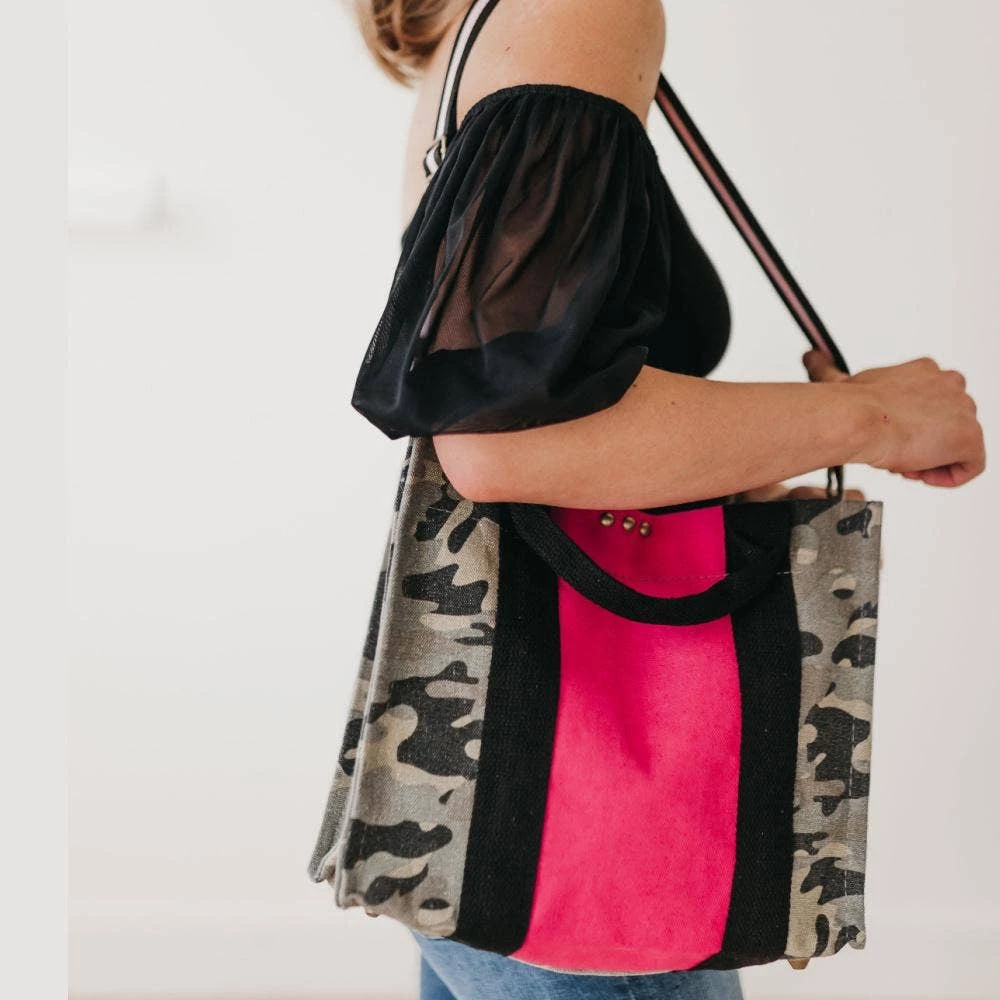 Pretty Simple Camo Pink Canvas Crossbody ACCESSORIES