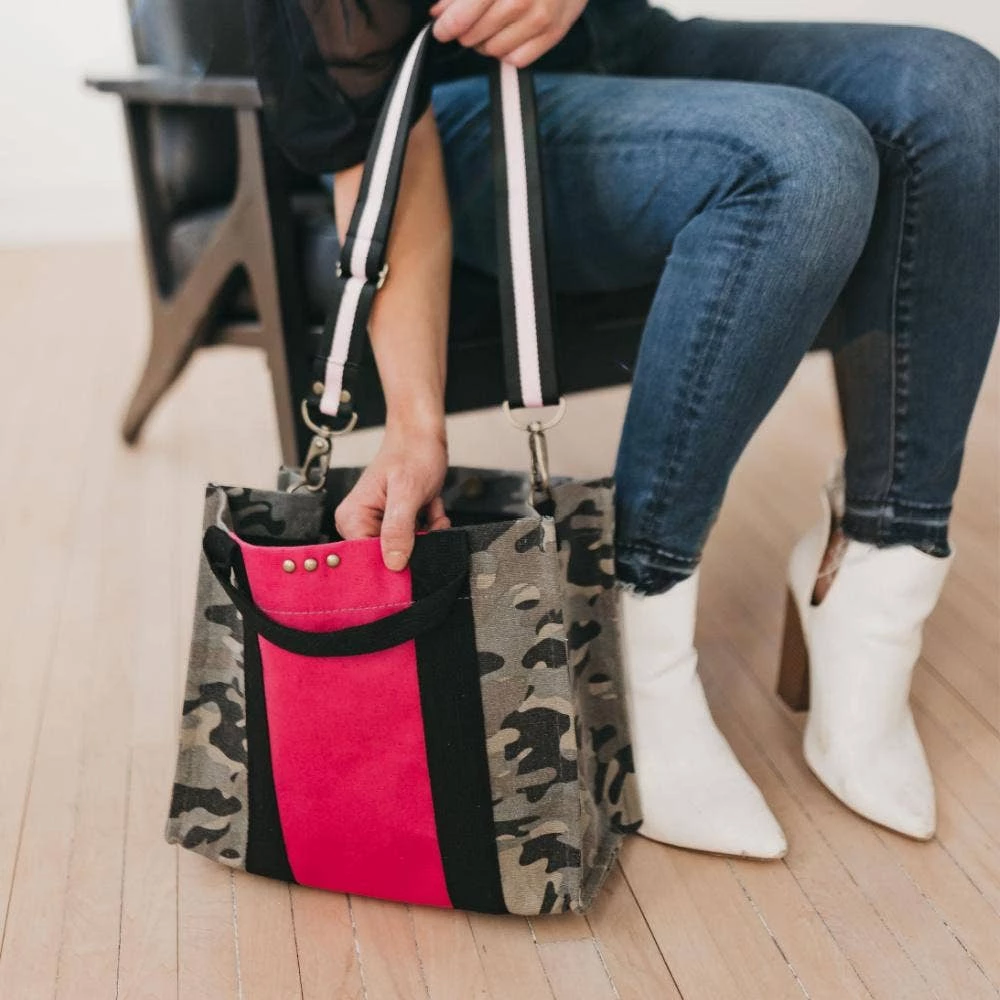 Pretty Simple Camo Pink Canvas Crossbody ACCESSORIES