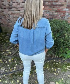 Easel TOPS Washed Denim Top