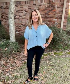 Easel Washed Denim Shirt TOPS