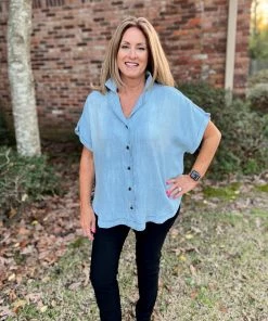 Easel Washed Denim Shirt TOPS