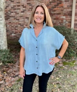 Easel Washed Denim Shirt TOPS