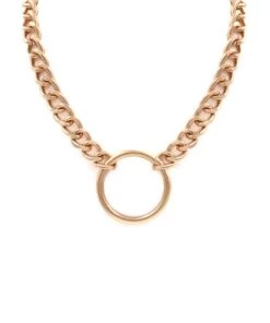 Ruby Stone Boutique Ring Pendant Chain Necklace - Gold