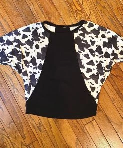Jodifl TOPS Dolman Sleeve Cow Print Sweater