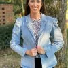 Ellison TOPS Denim Puff Sleeve Blazer