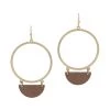 What's Hot Gold Circle Wooden Crescent Earrings ACCESSORIES