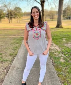 Savannah Jane Striped Cap Sleeve Top