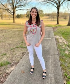 Savannah Jane Striped Cap Sleeve Top