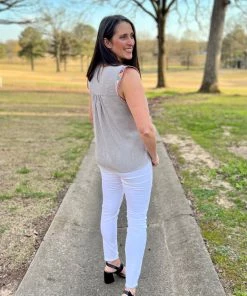 Savannah Jane Striped Cap Sleeve Top