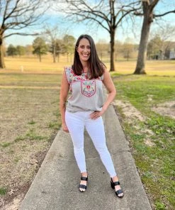 Savannah Jane Striped Cap Sleeve Top