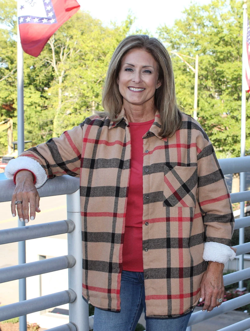 Andree By Unit Plaid Sherpa Lined Shacket TOPS