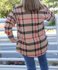 Andree By Unit Plaid Sherpa Lined Shacket TOPS