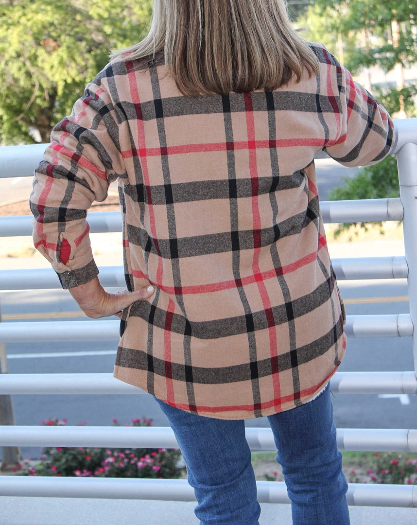 Andree By Unit Plaid Sherpa Lined Shacket TOPS