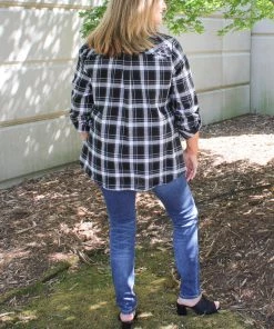 Savannah Jane Plaid Embroidery Flannel Top