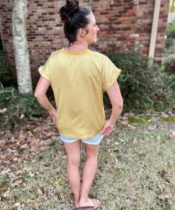 Kori America TOPS Mustard Satin Top
